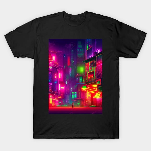 Japan Neon City Lights T-Shirt by star trek fanart and more